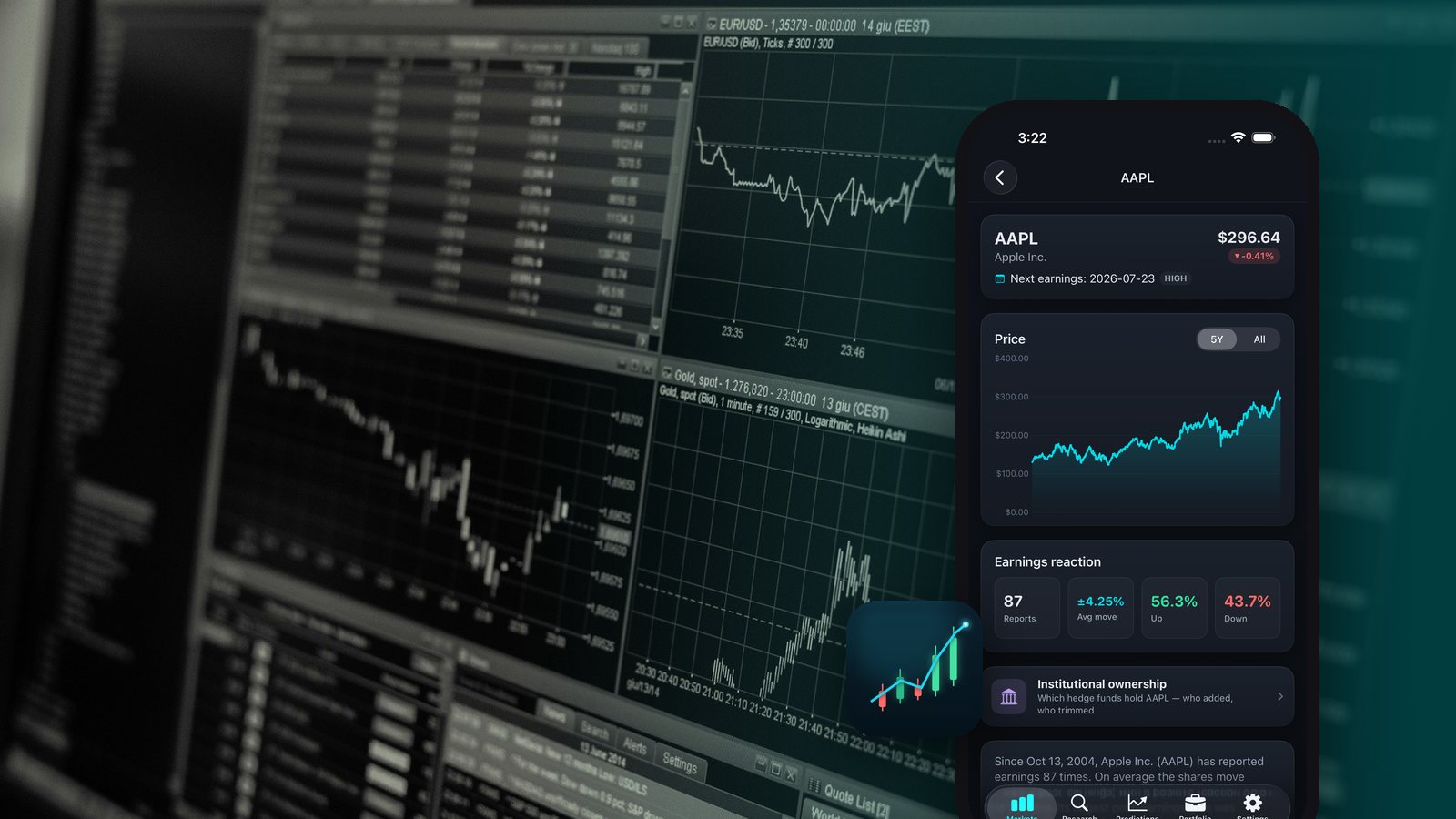 How Wall Street Friend reads a stock's earnings history