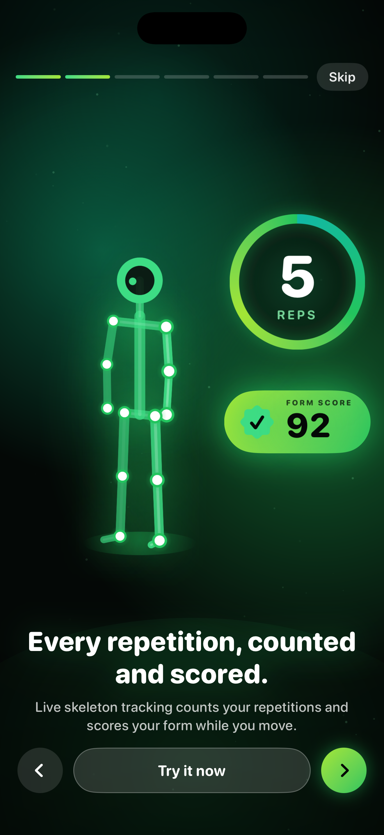 Every repetition, counted and scored.