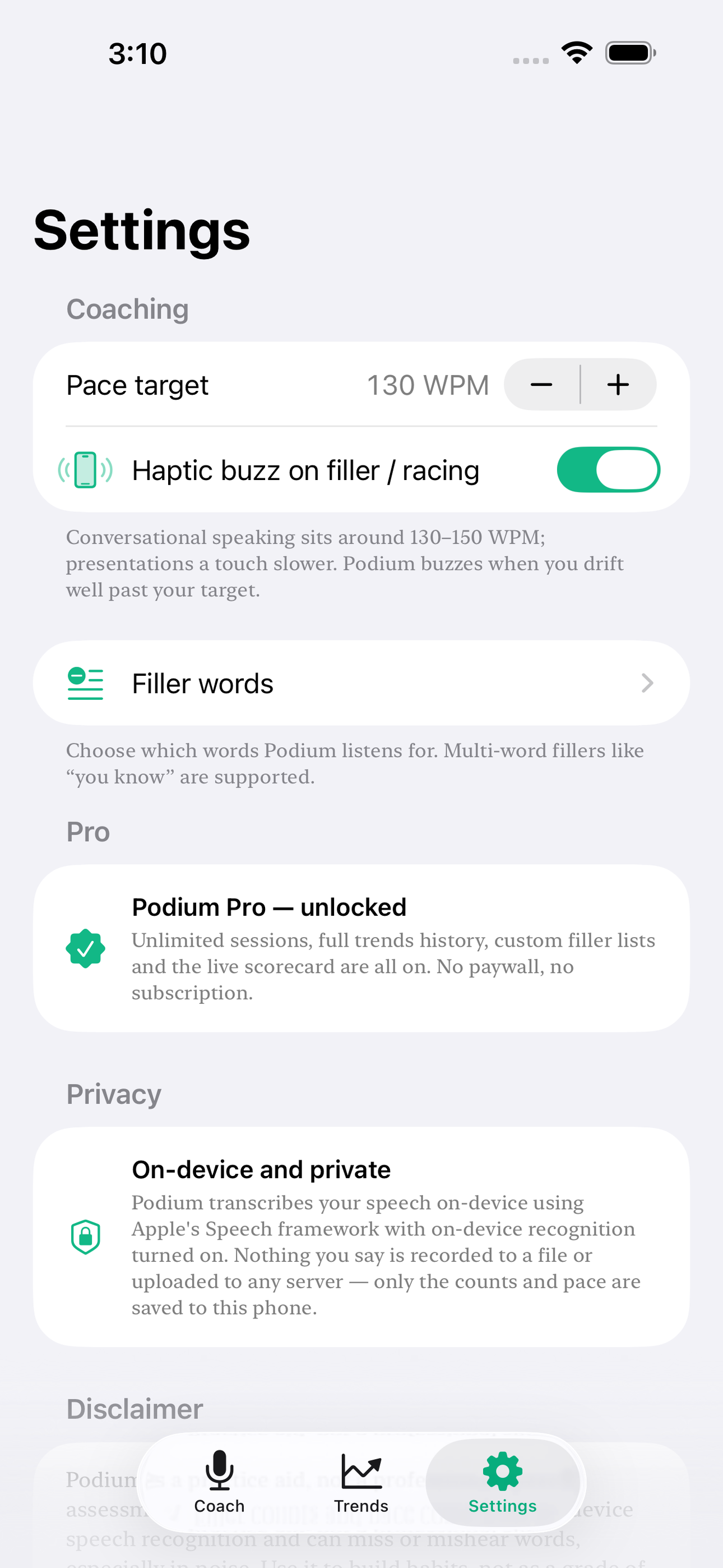 Podium: Speech Coach screenshot 8 of 8