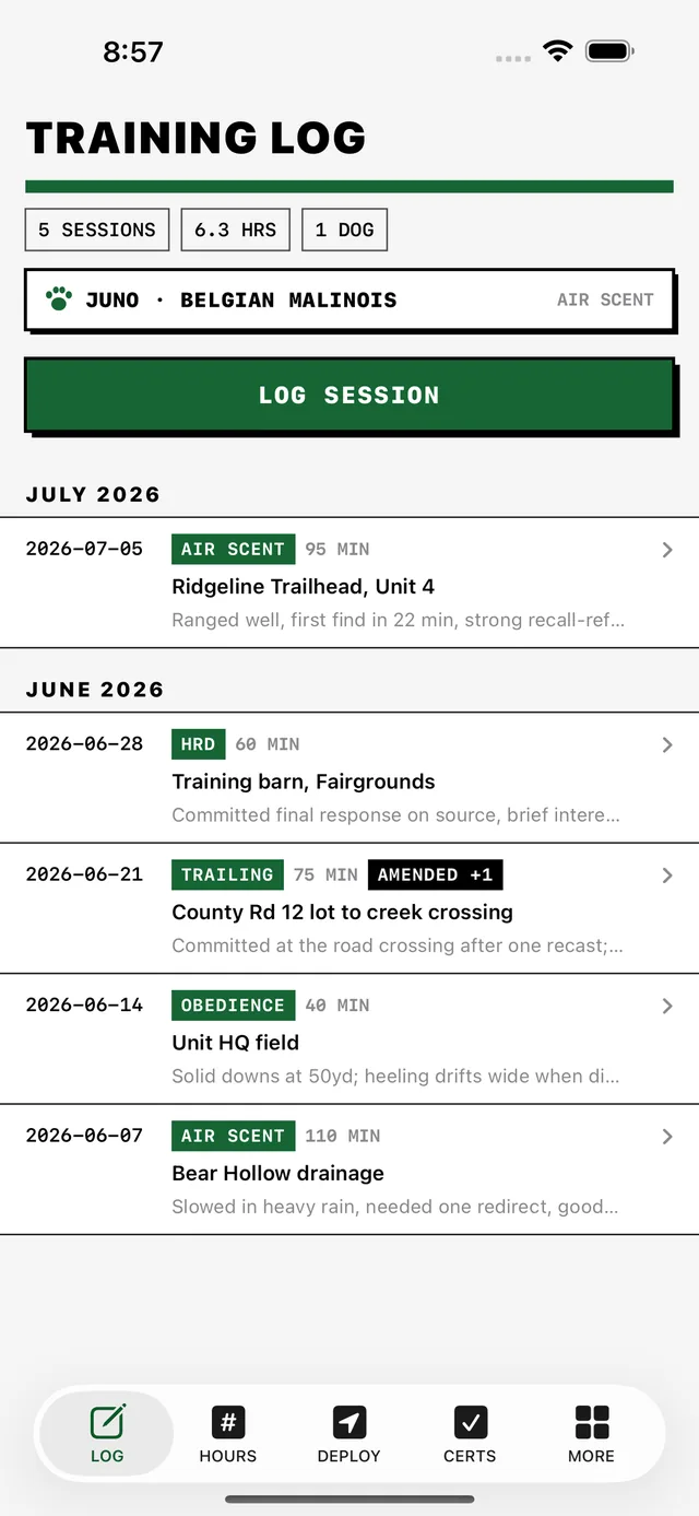 SAR K9 Log screenshot 4