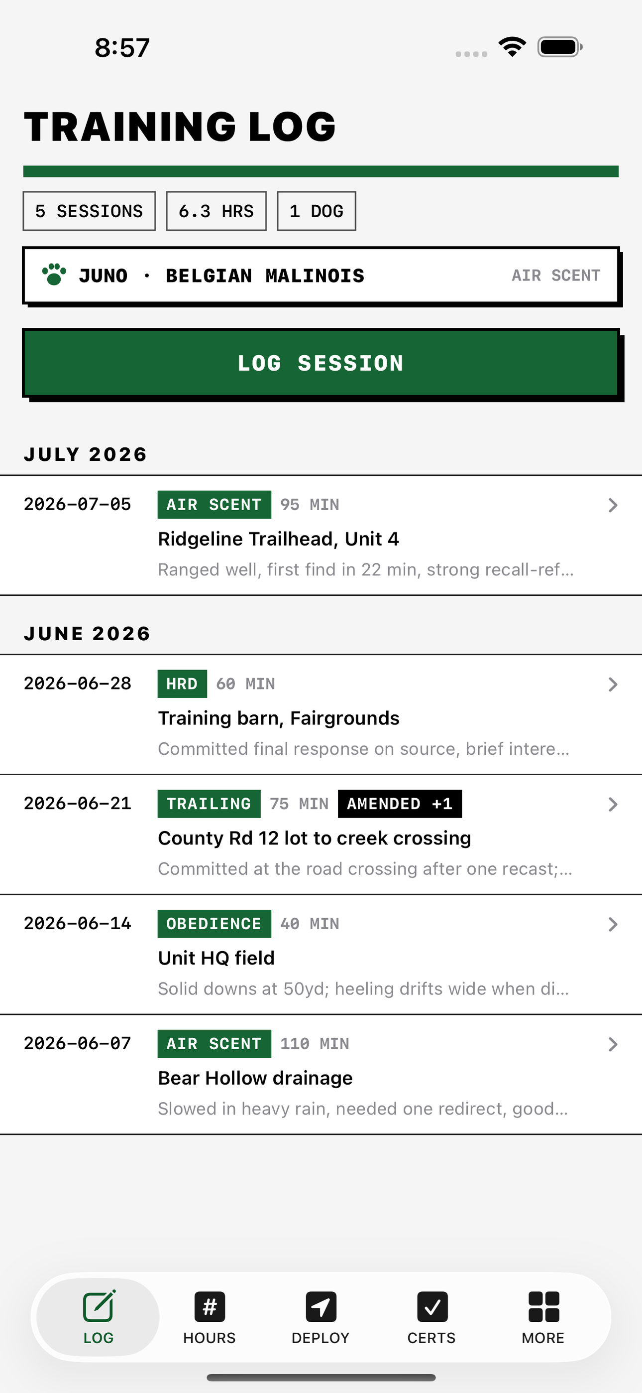 SAR K9 Log screenshot 4 of 8