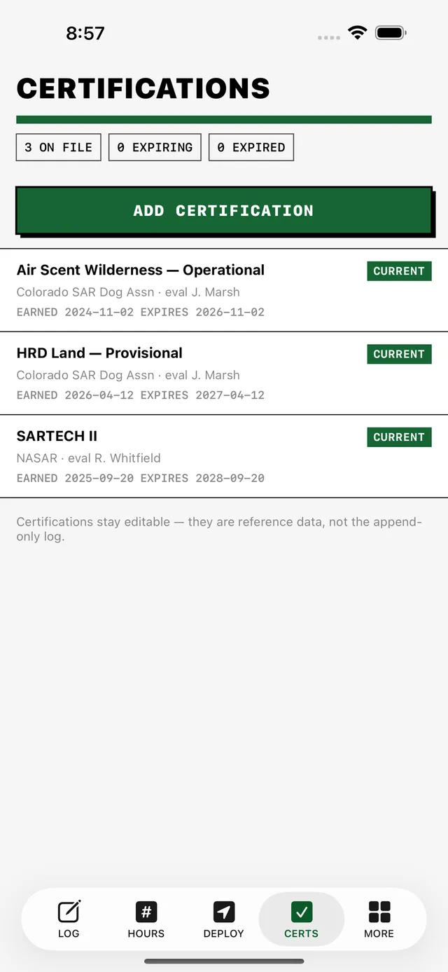 SAR K9 Log screenshot 5