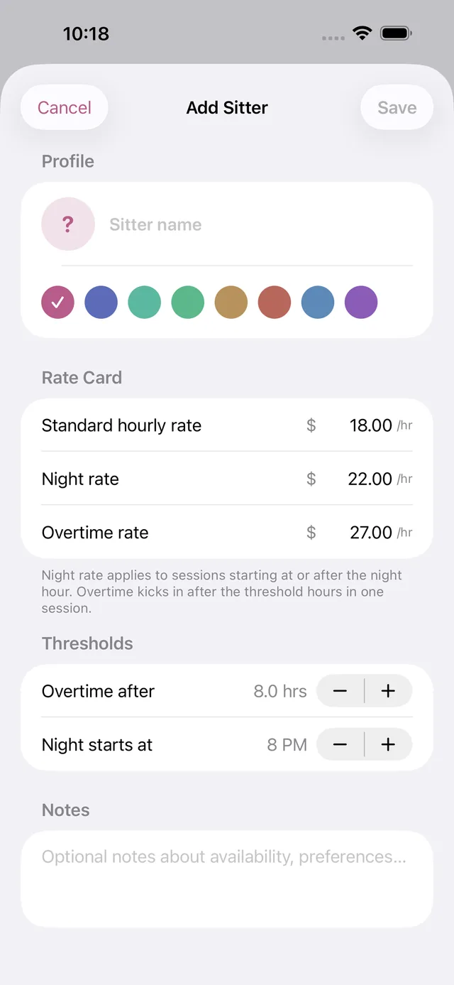 Sitterlog screenshot 8