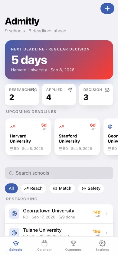 Admitly web app — screen 1
