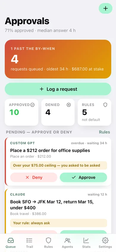 Approveit web app — screen 1