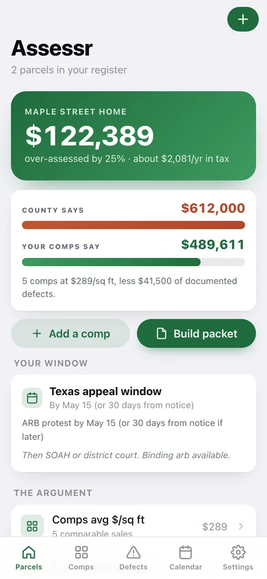 Assessr web app — screen 1