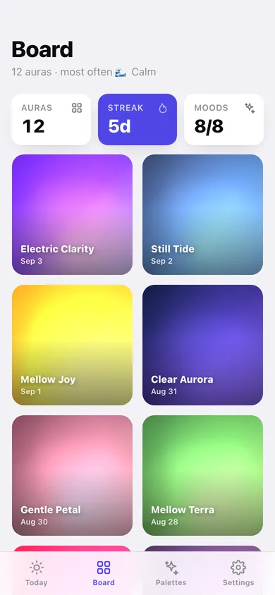 Auraboard web app — screen 2