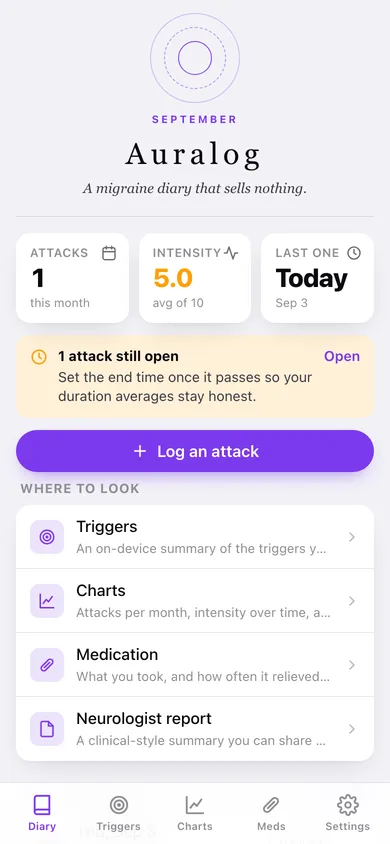 Auralog web app — screen 1