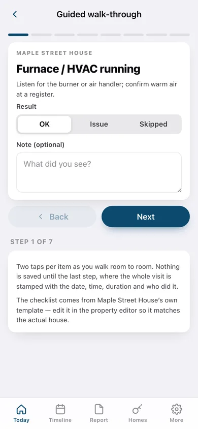 AwayCheck web app — screen 2