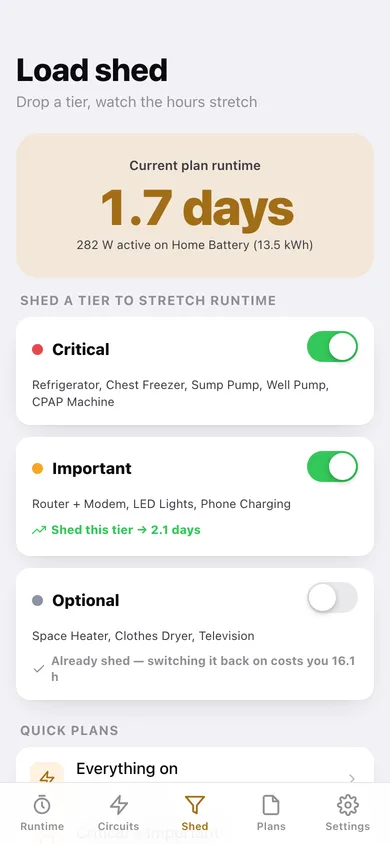 BackupHours web app — screen 2