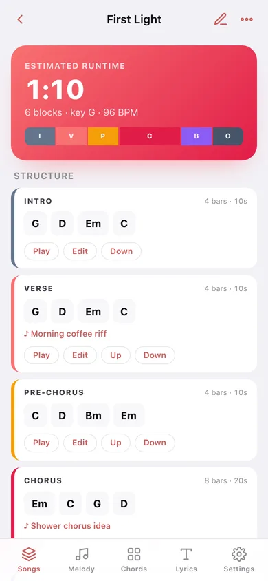 Bandmate web app — screen 2