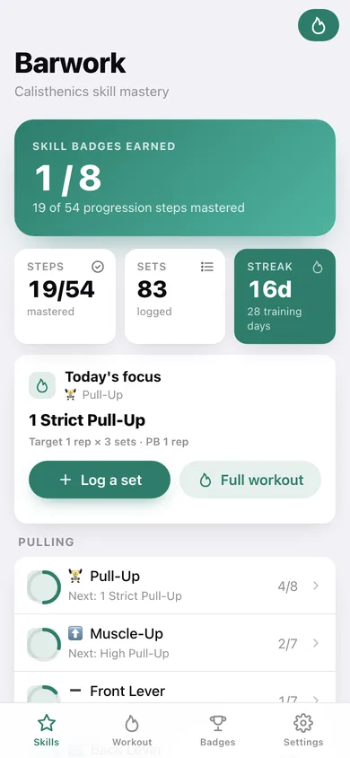 Barwork web app — screen 1