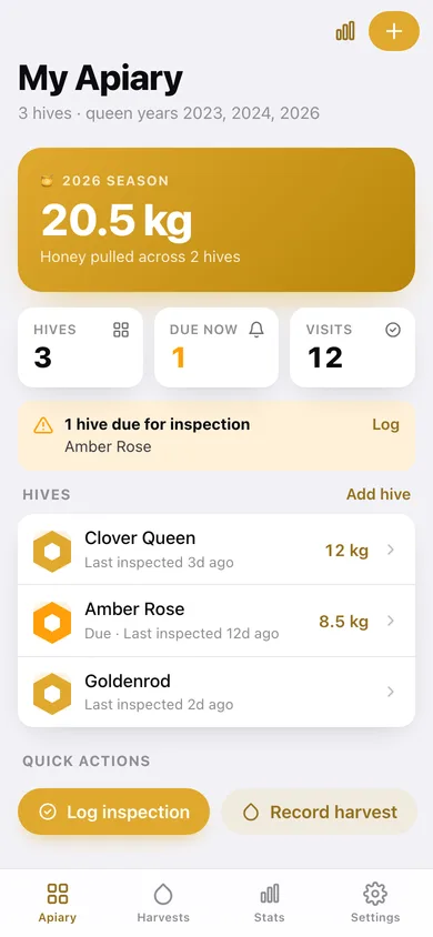 Beehive web app — screen 1