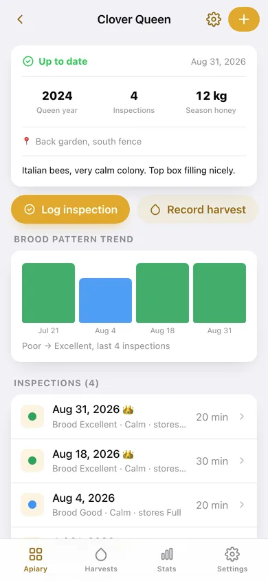 Beehive web app — screen 2