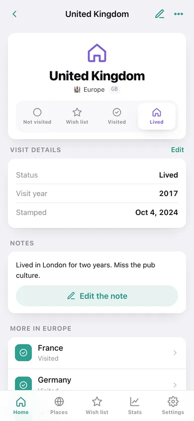 Beenthere web app — screen 2