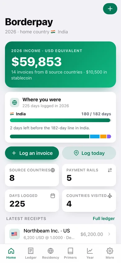 Borderpay web app — screen 1