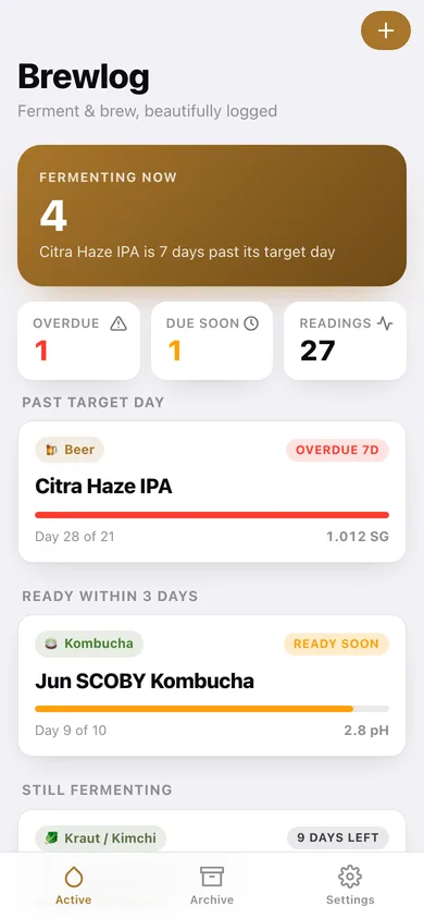 Brewlog web app — screen 1