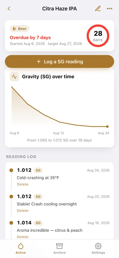 Brewlog web app — screen 2