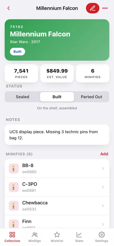 Bricklog web app — screen 2