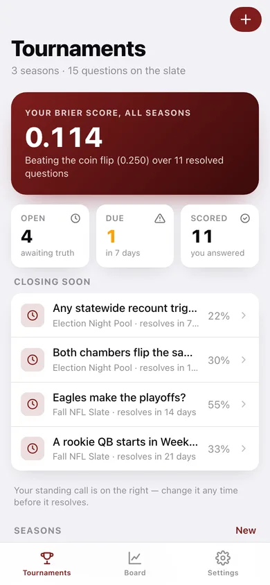 Brierboard web app — screen 1