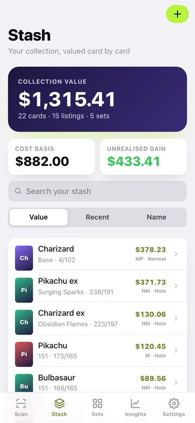 Cardstash web app — screen 1