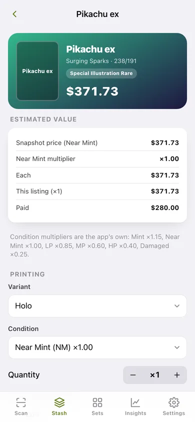 Cardstash web app — screen 3