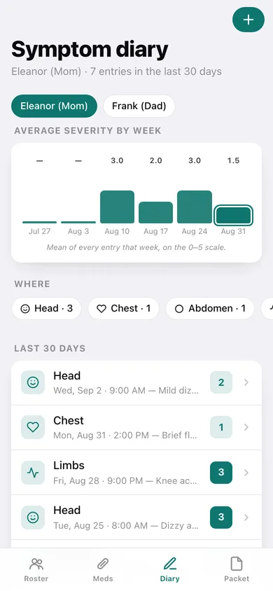 Caregiver Ledger web app — screen 2