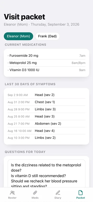 Caregiver Ledger web app — screen 3