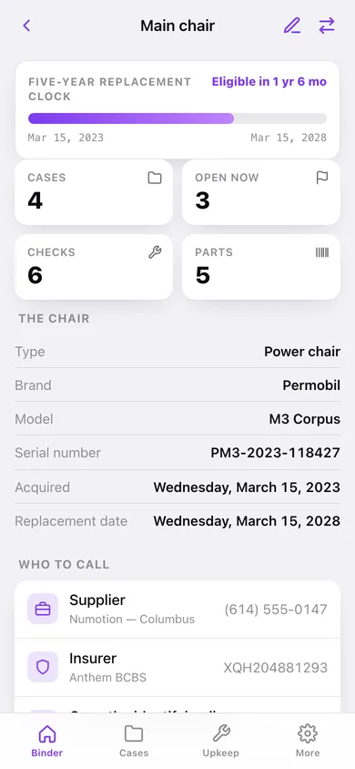 Chairkeep web app — screen 3