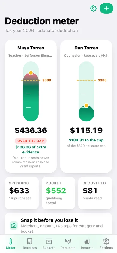 ChalkSpend web app — screen 1