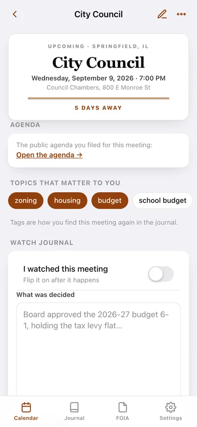 Civicwatch web app — screen 2