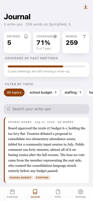 Civicwatch web app — screen 3