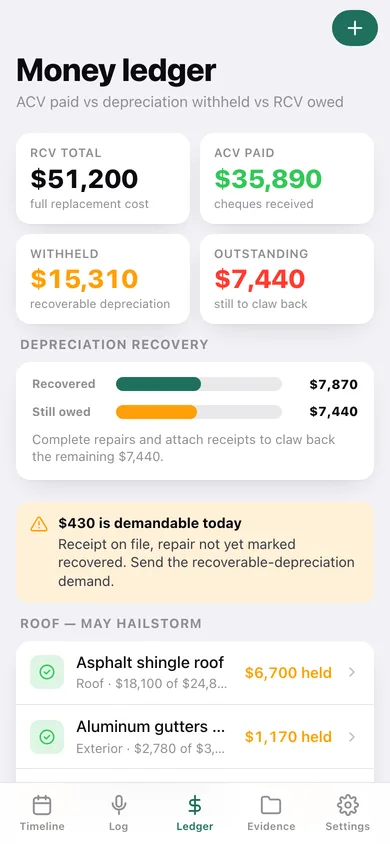 ClaimLedger web app — screen 2