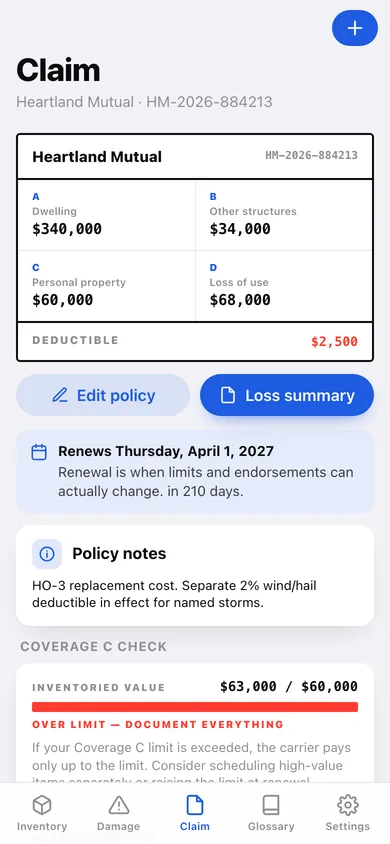 Claimwise web app — screen 2