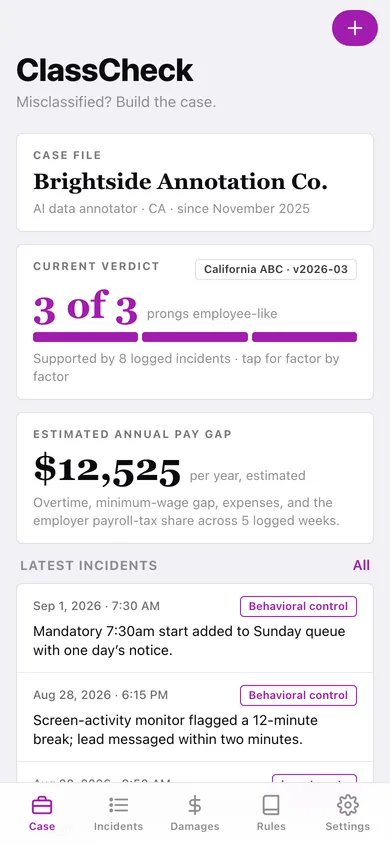 ClassCheck web app — screen 1
