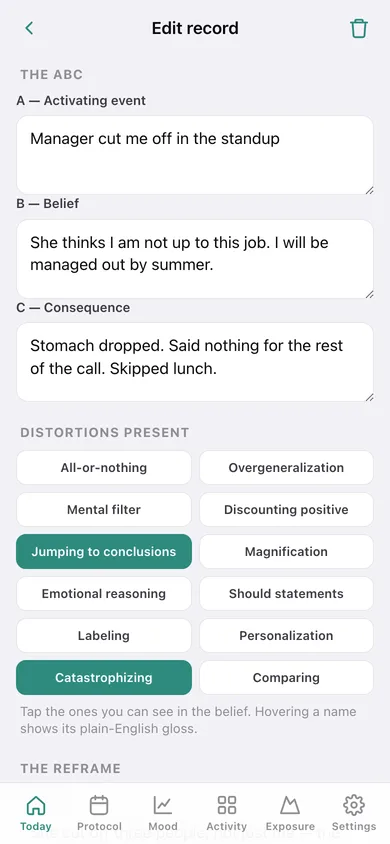 Clearmind web app — screen 3