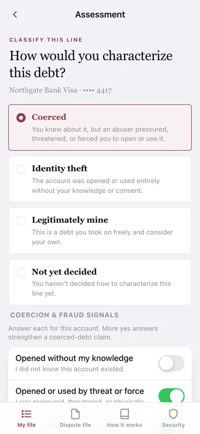 Coerced Ledger web app — screen 2