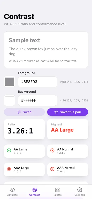 Color Truth web app — screen 2