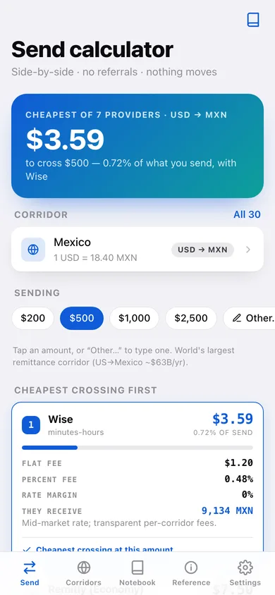 Corridor web app — screen 1