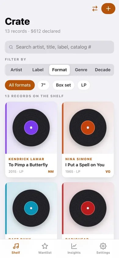Crate web app — screen 1