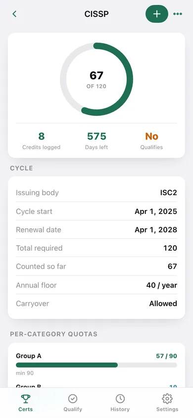 CreditKeep web app — screen 2