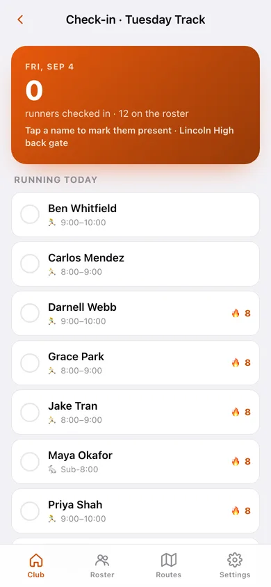 Crewrun web app — screen 2