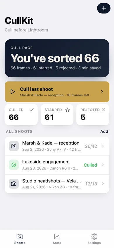 CullKit web app — screen 1