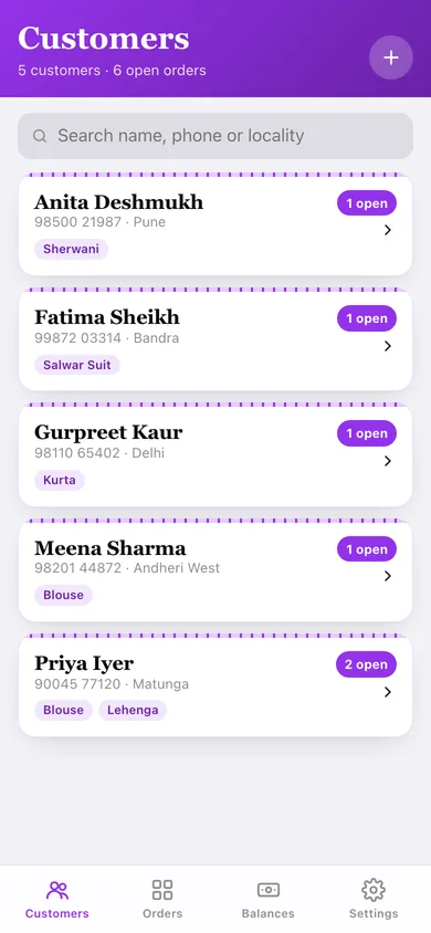 Darzi web app — screen 1