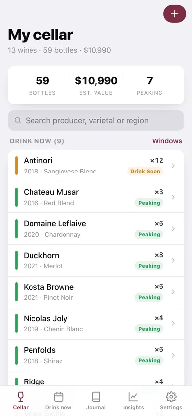 Decant web app — screen 1