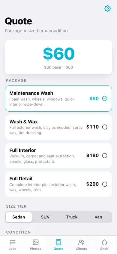 Detailbook web app — screen 2