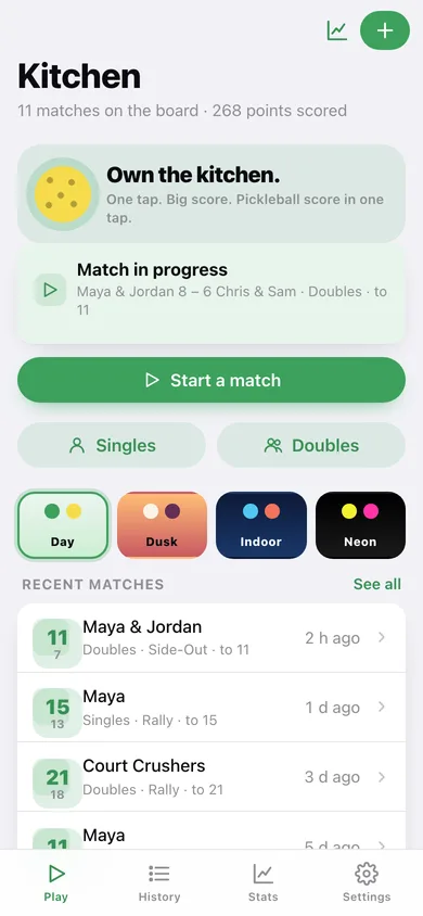 Kitchen web app — screen 1