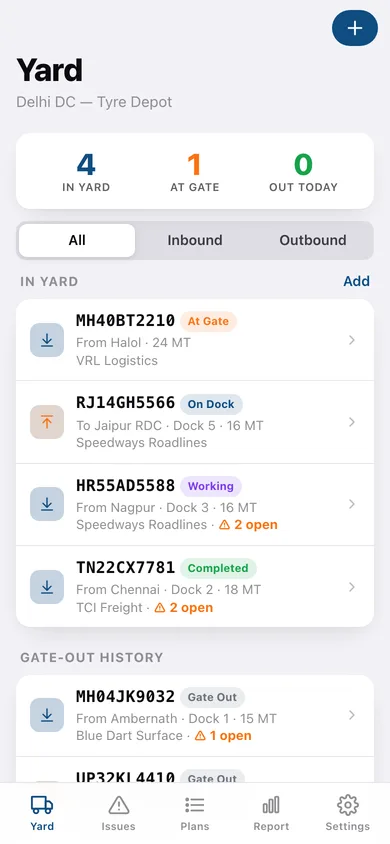 DockLedger web app — screen 1