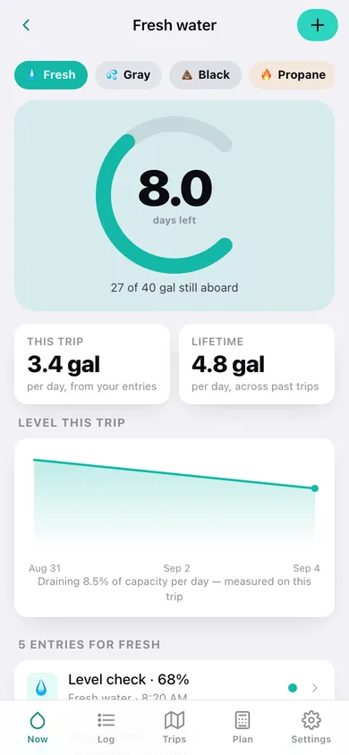 DryDays web app — screen 2