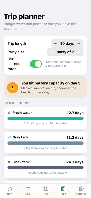 DryDays web app — screen 3